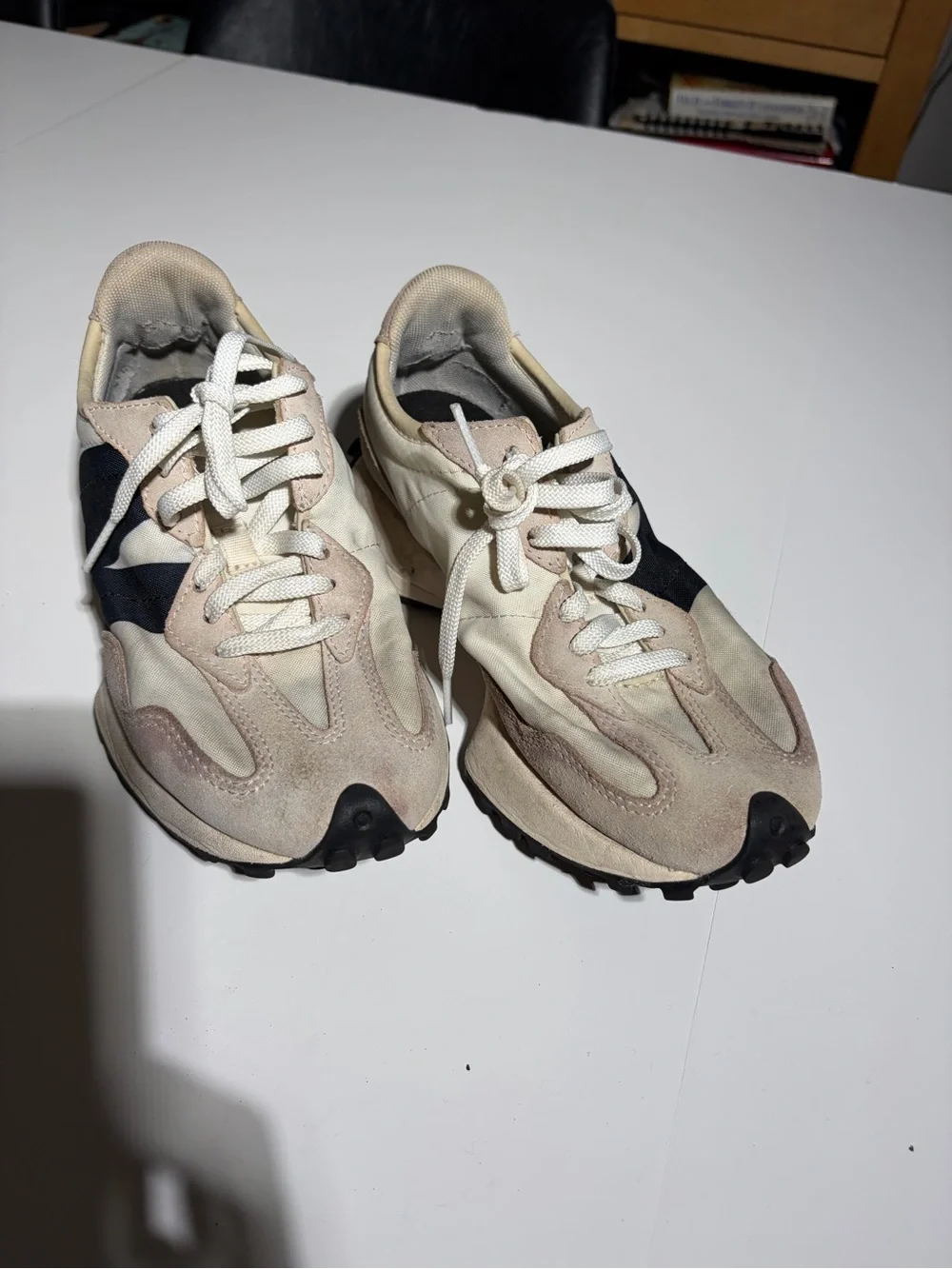 Casual Lace-Up Sneakers in Beige and Black NB 327’s women